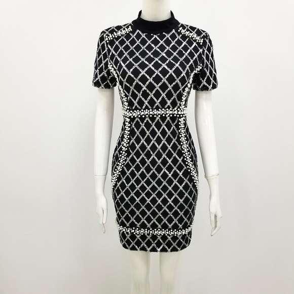 Black Pearls and Sequence embroidery Dress 👗 - Picture 3 of 5